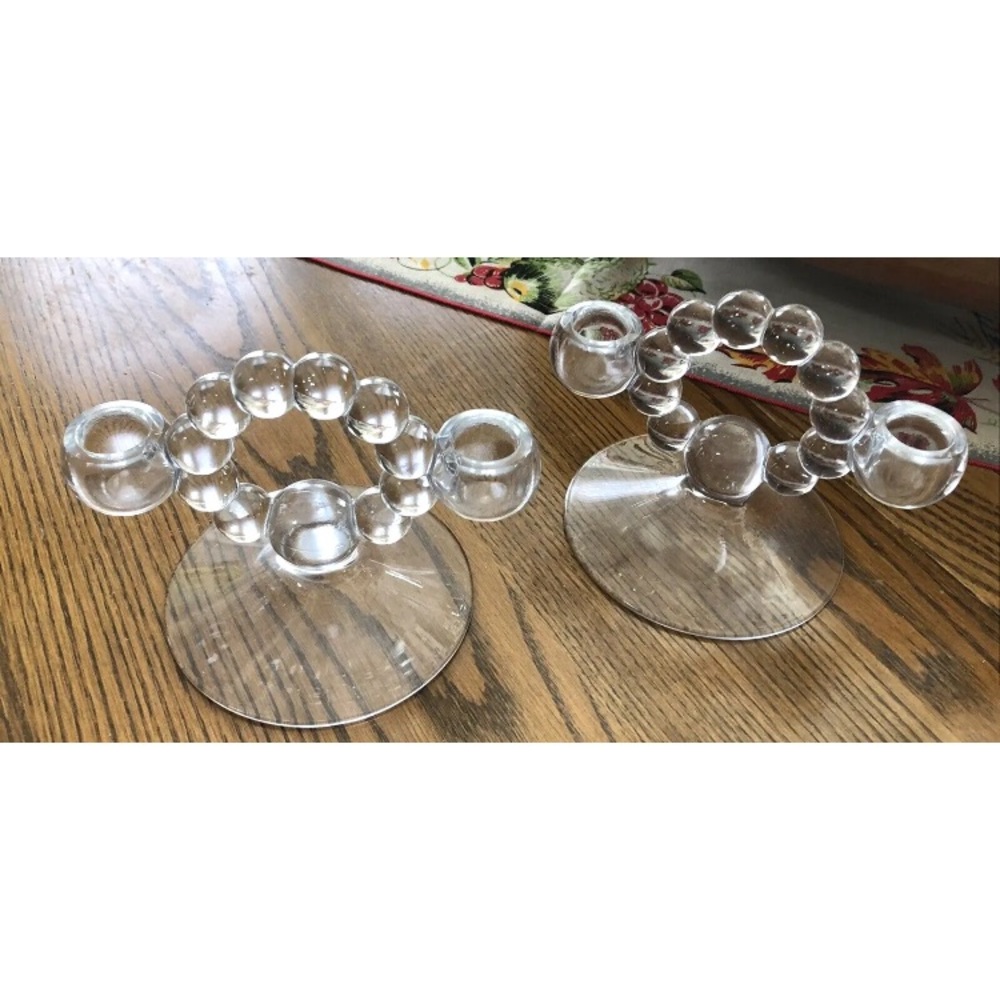 Pair Vintage CANDLEWICK Double Candleholders